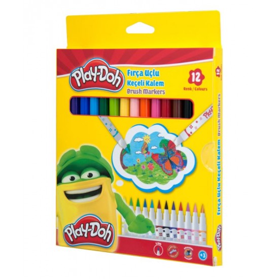 PLAY-DOH PLAY-KE009 KEÇELİ KALEM FIRÇA UÇLU 12 RENK