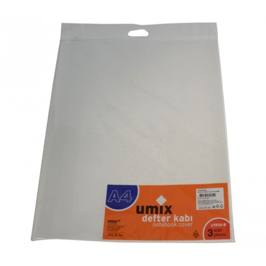 UMİX 1914-B BANTLI A4 DEFTER KABI 3LÜ ŞEFFAF