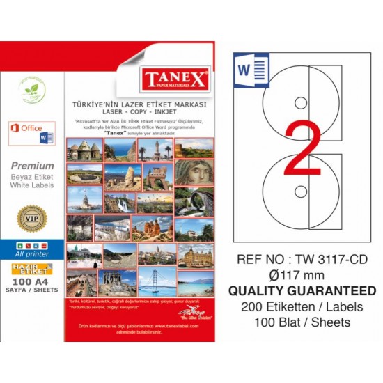 TANEX TW-3117 LAZER ETİKET 117MM CD