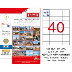 TANEX TW-2040 LAZER ETİKET 52,5X29,7MM