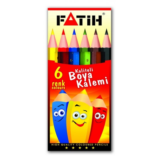 FATİH 33006 KURU BOYA 6 RENK YARIM BOY