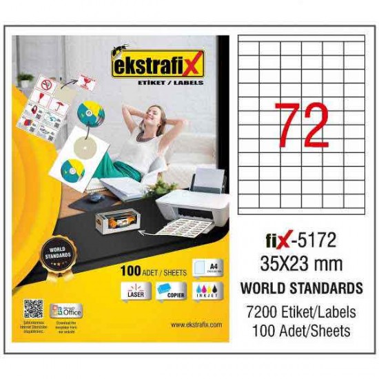 EKSTRAFİX FİX-5172 LAZER ETİKET 35X23MM