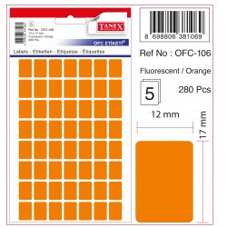 TANEX OFC-106 OFİS ETİKETİ 12X17 FLO TURUNCU