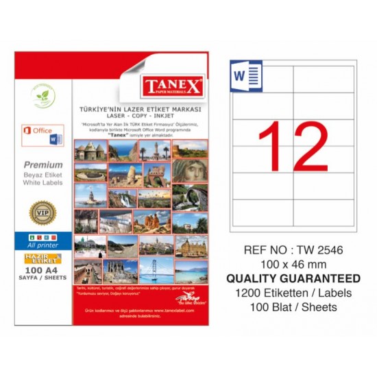 TANEX TW-2546 LAZER ETİKET 100X46MM