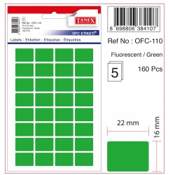 TANEX OFC-110 OFİS ETİKETİ 16X22 FLO YEŞİL