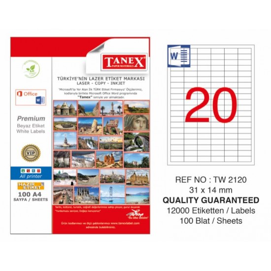 TANEX TW-2120 LAZER ETİKET 31X14MM