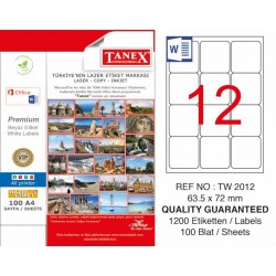 TANEX TW-2012 LAZER ETİKET 63,5X72MM