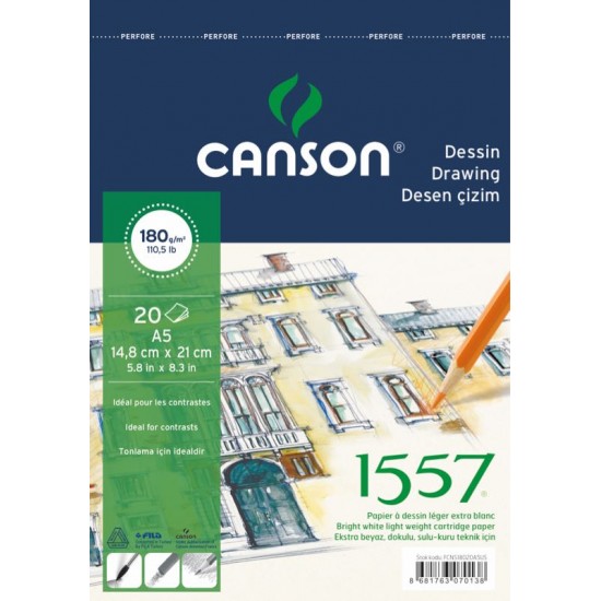 CANSON FCNS18020A5US 1557 RESİM VE ÇİZİM BLOK A5 180GR 20YP