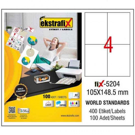 EKSTRAFİX FİX-5204 LAZER ETİKET 105X148.5MM