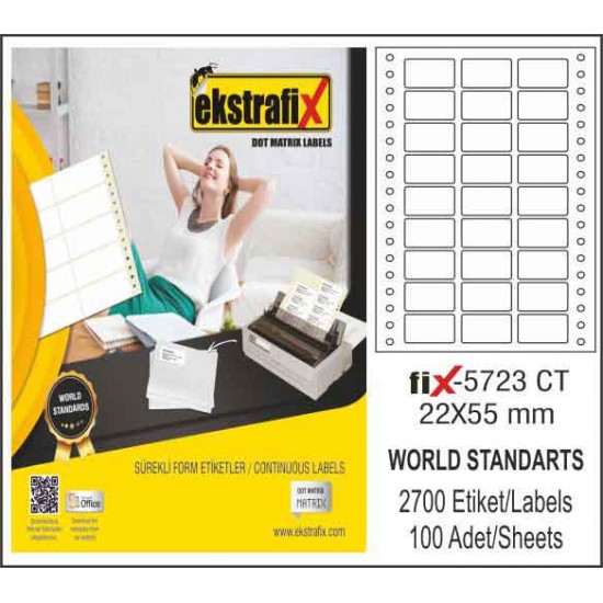 EKSTRAFİX FİX-5723 BİLGİSAYAR ETİKETİ 22X55MM