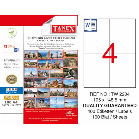 TANEX TW-2204 LAZER ETİKET 105X148,5MM