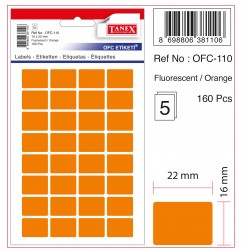 TANEX OFC-110 OFİS ETİKETİ 16X22 FLO TURUNCU