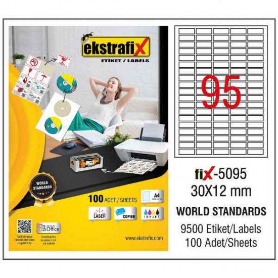 EKSTRAFİX FİX-5095 LAZER ETİKET 30X12MM