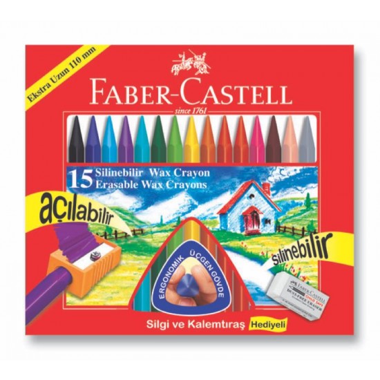 FABER SİLİNEBİLİR WAX CRAYON PASTEL 15Lİ 122715