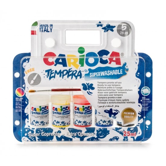 CARİOCA KO033 TEMPERA SULUBOYA FIRÇALI 5 RENK YIKANABİLİR 5X25ML