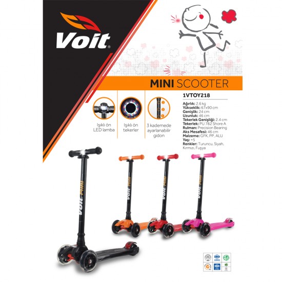 VOIT 218/064  3 TEKER IŞIKLI SCOOTER TURUNCU