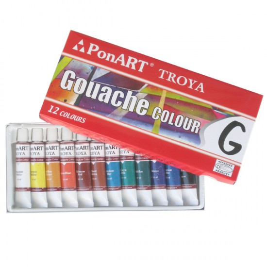 PONART G1212 GUAJ BOYA SETİ 12 RENK 12ML TÜP