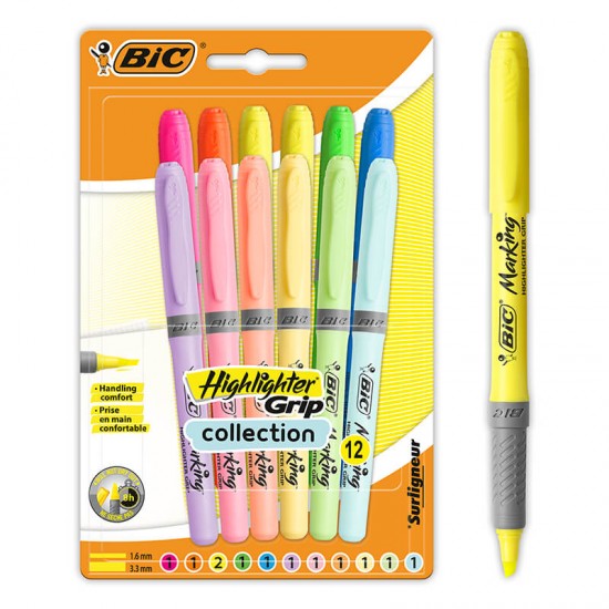 BİC MARKING HIGHLIGHTER GRIP PASTEL 12Lİ BLS 992562