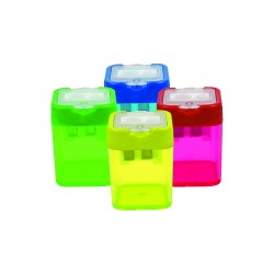 BU-BU KT0007 ŞEFFAF KARE  KALEMTIRAŞ ÇİFT DELİKLİ HAZNELİ