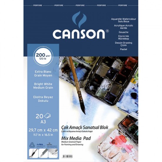 CANSON 1557 ÇOK AMAÇLI RESİM BLOK 200GR A3