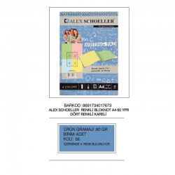 ALEX ALX-7673 A4 RENKLİ BLOKNOT 80GR 60YP KARELİ
