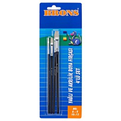 BRONS BR-522 AKRİLİK VE YAĞLI FIRÇA 258 SERİ 4LÜ SET 6-8-10