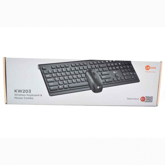 LECOO KW203 WİRELESS SİYAH KLAVYE MOUSE SET