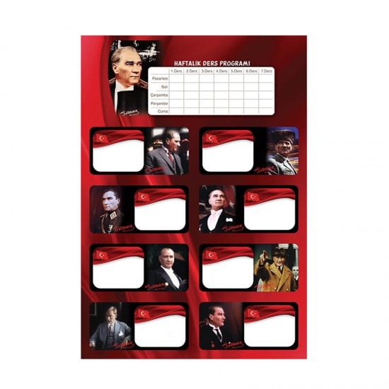 KESKİN ATATÜRK DERS PROGRAMLI 3LÜ ETİKET