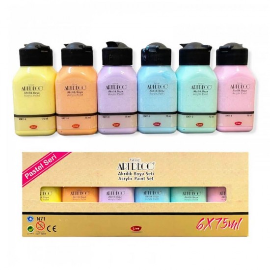 ARTDECO 070I-AS2 AKRİLİK BOYA 6X75ML SET PASTEL RENKLER