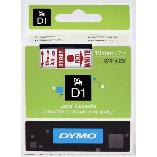 DYMO D1 YEDEK ŞERİT BEYAZ-KIRMIZI (45805)