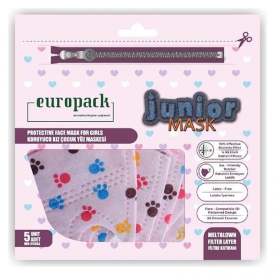 EUROPACK ÇOCUK MASKESİ PEMBE 5 Lİ