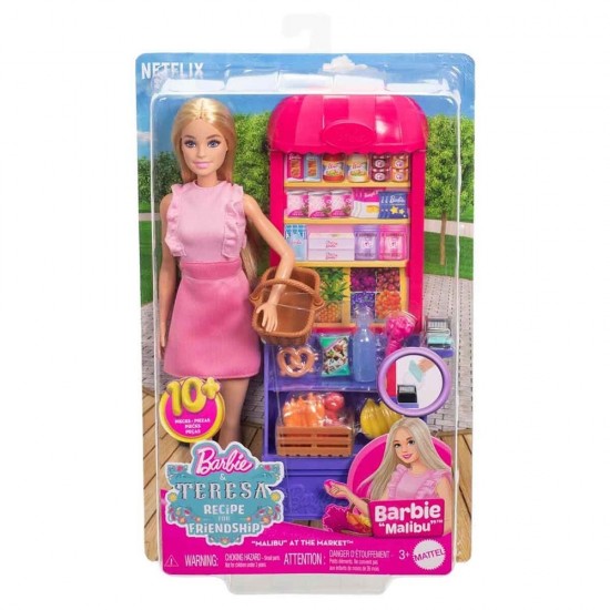 MATTEL JCT05 BARBİE AND TERESA RECİPE FOR FRİENDSHİP MALİBU MARKETTE BEBEK VE OYUN SETİ