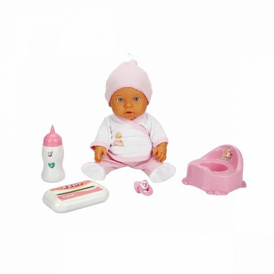 SUNMAN 1030141 BEBEK SET BEBELOU TUVALET ZAMANI SESLİ GÜLEN/AĞLAYAN AKS. 32CM. (ENG)