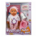SUNMAN 1030141 BEBEK SET BEBELOU TUVALET ZAMANI SESLİ GÜLEN/AĞLAYAN AKS. 32CM. (ENG)