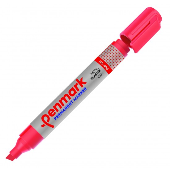 PENMARK PERMANENT MARKER KESİK UÇ KIRMIZI HS-406 03