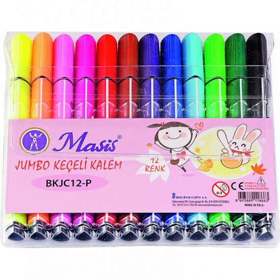 MASİS BKJC12 JUMBO KEÇELİ KALEM 12 RENK