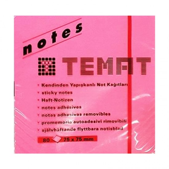 TEMAT 10612 YAPIŞKANLI NOT KAĞIDI 75X75 PEMBE