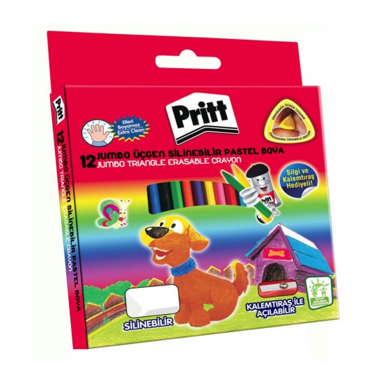 PRİTT 1655739 JUMBO ÜÇGEN SİLİNEBİLİR PASTEL 12Lİ