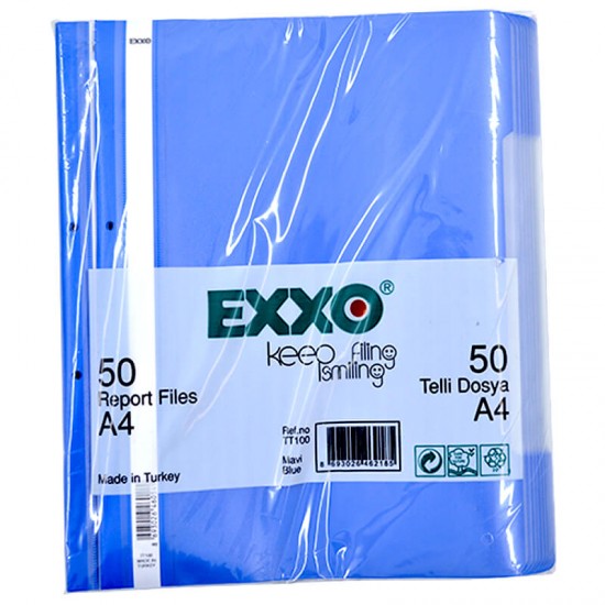 EXXO PP TELLİ DOSYA A4 MAVİ 50 Lİ