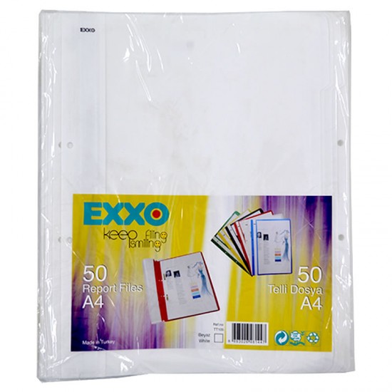 EXXO PP TELLİ DOSYA A4 BEYAZ 50 Lİ