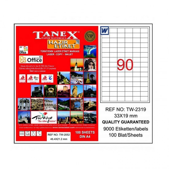 TANEX TW-2319 LAZER ETİKET 33X19MM