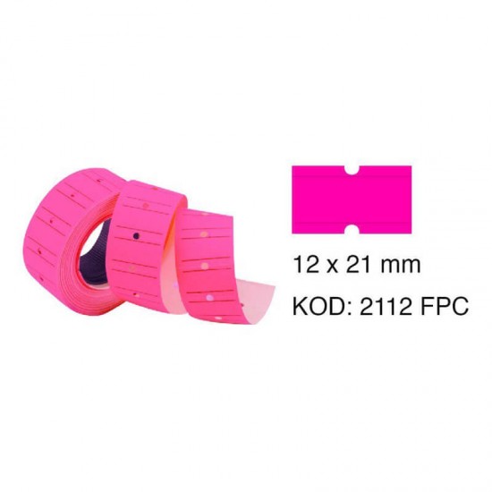 TANEX 12X21MM FİYAT ETİKETİ ÇİZGİLİ FLO PEMBE 800ADET