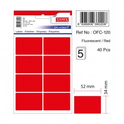 TANEX OFC-120 OFİS ETİKETİ FLO KIRMIZI 5AD