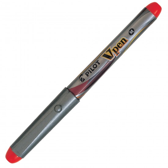 PILOT V-PEN SİLVER DOLMAKALEM KIRMIZI