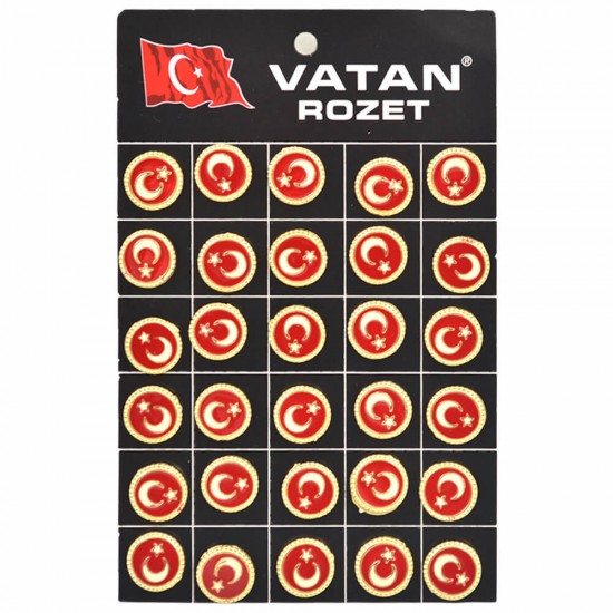 VATAN VT605 TÜRK BAYRAKLI DİPLİ ROZET 30LU